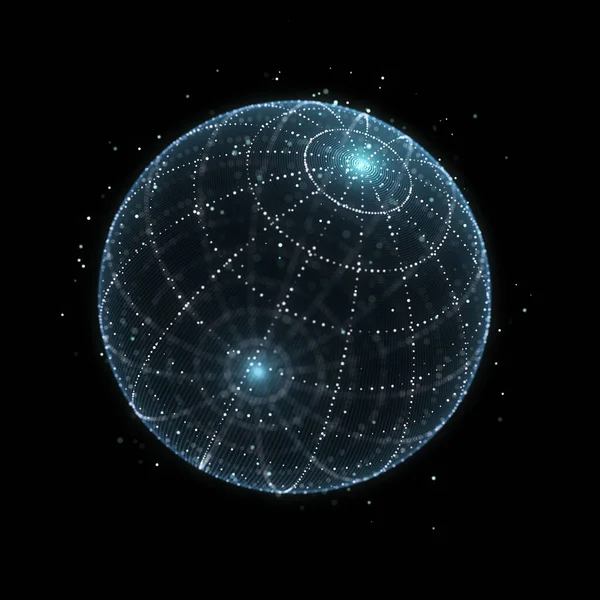 Futuristic Sphere Made Particles Global Network Connection Structure Big Data — 图库照片