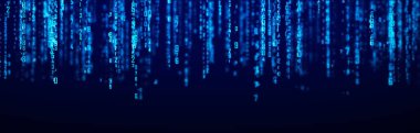 Dijital arkaplan mavi matrisi. Kodlama ya da hackleme konsepti. Rastgele sayı akışı. 3B görüntüleme.