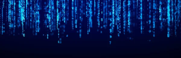 Digital Background Blue Matrix Coding Hacking Concept Flow Random Numbers — Stock Photo, Image