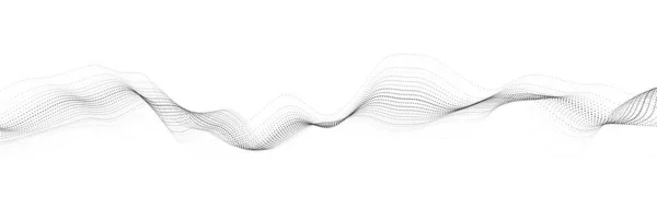 Abstrakt Dynamisk Jämn Våg Ljudvågskoncept Futuristiskt Partikelflöde Vit Bakgrund Digital — Stock vektor
