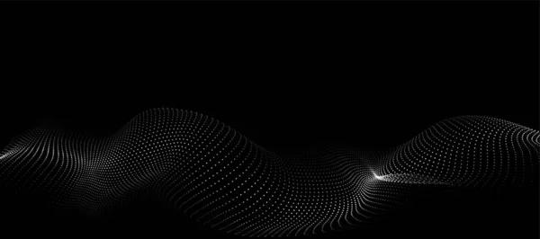 Welle Von Teilchen Digitaler Wellenhintergrund Abstrakter Technologischer Hintergrund Visualisierung Von — Stockvektor