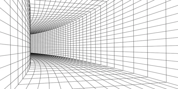 Wireframe Værelse Hvid Blå Baggrund Abstrakt Perspektiv Gitter Vektorillustration – Stock-vektor