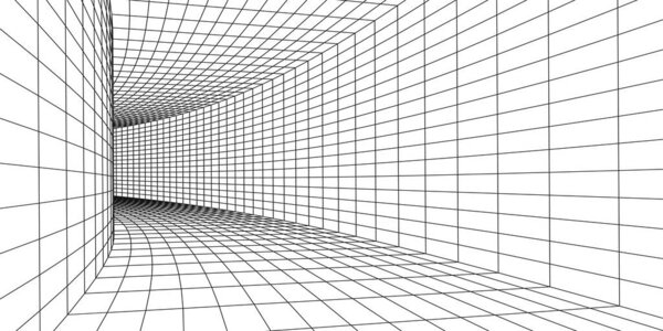 3D проволока номер белый на синем фоне. Абстрактная перспективная сетка. Векторная иллюстрация.