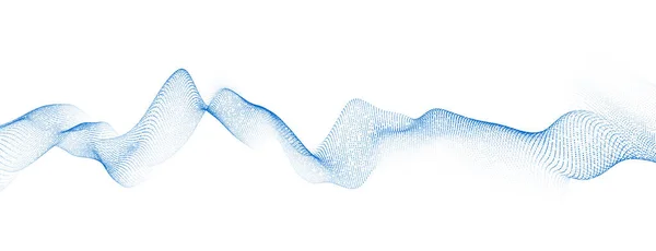 Dynamic Sound Wave Isolated White Background Musical Particle Pulsing Blue — Stockvector