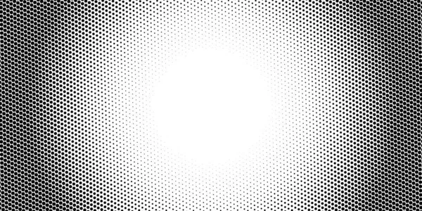 Radial Gradient Halftone Black Dots White Background Pop Art Texture — Vector de stock