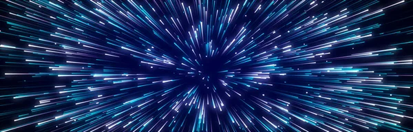 宇宙空间中的光线 爆炸效果 未来数据流 科幻运动壁纸 3D渲染 — 图库照片