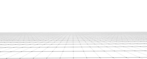 Vektorperspektivenraster Auf Weißem Hintergrund Punkte Die Durch Linien Verbunden Sind — Stockvektor