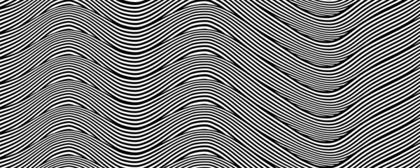 波浪形光学幻象图案 波纹形成波状扭曲效果的黑白条纹流病媒图解 — 图库矢量图片