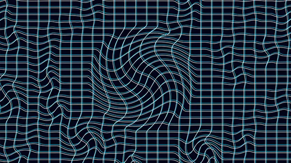 Абстрактная Трехмерная Сетка Эффектом Скольжения Темном Фоне Геометрическая Динамическая Волна — стоковый вектор