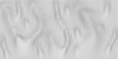 Beyaz arka planda soyut dalgalı 3D ağ örgüsü. Geometrik dinamik dalga. Üç boyutlu teknoloji kablo çerçevesi. Vektör illüstrasyonu.