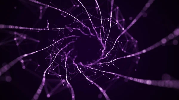 Абстрактный Динамический Проволочный Туннель Фиолетовом Фоне Глубокая Волнистая Червоточина Футуристический — стоковое фото