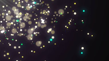 Düşen parlak parçacıkların arkaplanı. Parıldayan sihirli tatil tozu. 3d oluşturma.