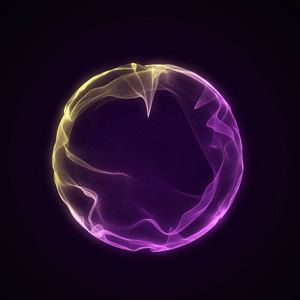 音乐的球体均衡器 粒子的圆形声波 音乐抽象的创造性元素 3D渲染 — 图库照片