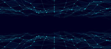 3D dinamik çift dijital dalga. Akıllı teknoloji dalgası. Dijital yapıyı aktar. Siber teknoloji geçmişi. Vektör illüstrasyonu.