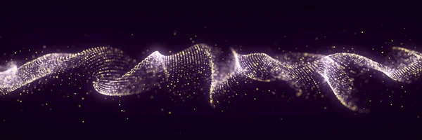 Dynamische Geluidsgolf Muzikale Deeltjes Pulseren Gouden Energie Stroom Concept Weergave — Stockfoto