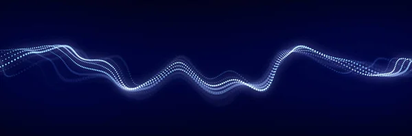 Dynamische Geluidsgolf Muzikale Deeltjes Pulseren Blauwe Energie Stroom Concept Weergave — Stockfoto