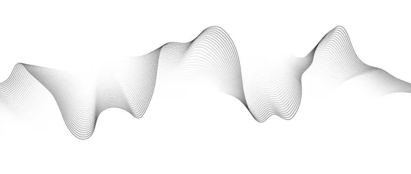 Abstracte Zwarte Gladde Golf Een Witte Achtergrond Dynamische Geluidsgolf Ontwerpelement — Stockvector