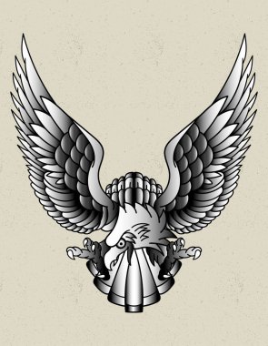 Siyah beyaz kartal dövmesi.