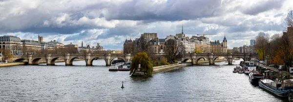 Seine Ufer Paris Blick Auf Die Insel Cite Und Die — Stockfoto