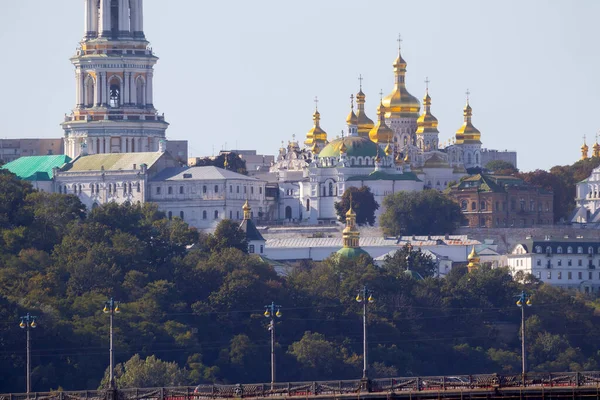 Bright Evening Cityscape Big City Hill Wide River Dnipro Awesome — Stock Photo, Image