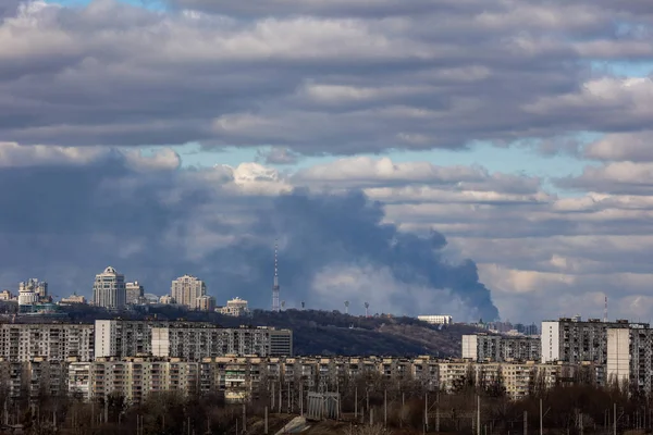 Kyiv Ukraine Lutego 2022 Wojna Rosji Ukrainą Pożary Dużą Skalę — Zdjęcie stockowe
