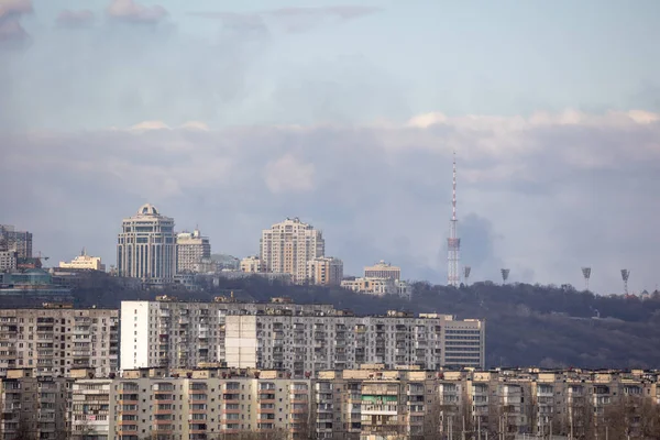 Kyiv Ukraine Лютого 2022 Війна Росії Проти України Великомасштабні Пожежі — стокове фото