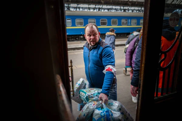 Lviv Ukraine Березня 2022 Гуманітарна Криза Під Час Війни Україні — стокове фото