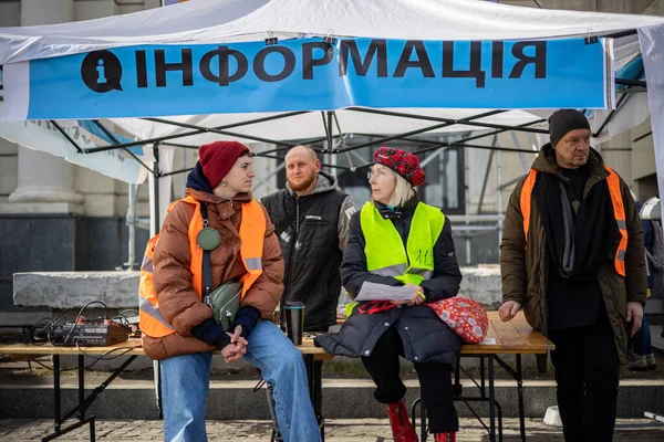 Lviv Ucrânia Março 2022 Crise Humanitária Durante Guerra Ucrânia Voluntários — Fotografia de Stock