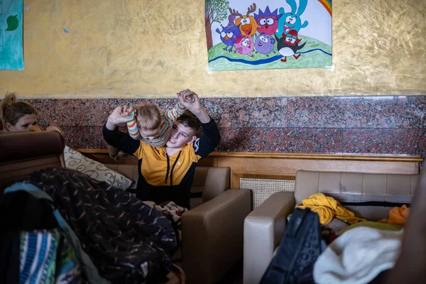 Lviv Ukrajna 2022 Március Humanitárius Katasztrófa Ukrajnai Háború Alatt Háború — Stock Fotó