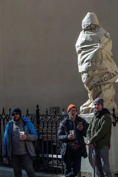 Lviv Ukraine March 2022 Order Protect Them Damage Sculptures Saints — Stock Photo, Image