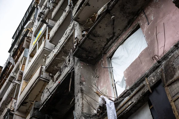 Kyiv Ukraine Apr 2022 Koshytsia Caddesi Ndeki Bir Apartmanın Cephesi — Stok fotoğraf