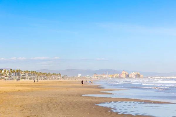 Summer Vibes Sunny Autumn Beach Malvarrosa Valencia Spain Vast Expanses — Stock Photo, Image