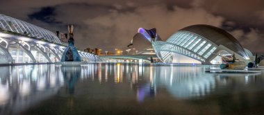VALENCIA, SPAIN - NOV 18, 2021: Tavşan Leiko Ikemura, L 'Hemisferic ve Bilim Müzesi Principe in City of Arts and Sciences in The City of Arts and Sciences tarafından tasarlanan Santiago Calatrava