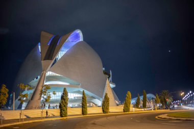 VALENCIA, SPAIN - NOV 18, 2021: Building of Queen Sofia Palace of Arts in City of Arts and Sciences in The City of Arts and Sciences designed by Santiago Calatrava and Felix Candela