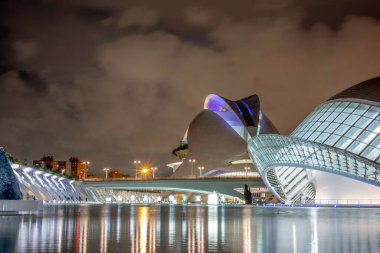 VALENCIA, SPAIN - NOV 18, 2021: L'Hemisferic and Queen Sofia Palace of Arts in City of Arts and Sciences in The City of Arts and Sciences designed by Santiago Calatrava and Felix Candela
