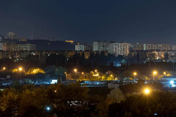 Night Cityscape Big City Awesome Bright Multi Colored Light Curfew — стоковое фото