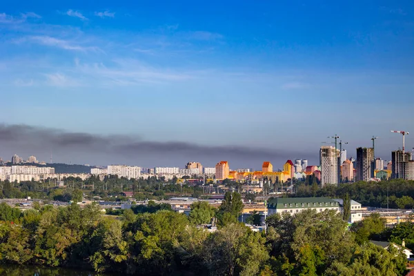 Kyiv Ukraine July 2022 Smoke Rises City Skyline Russian Ballistic — Stockfoto
