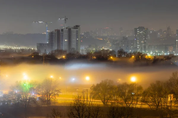 Night Cityscape Big City Awesome Bright Multi Colored Light Thick — Stock Photo, Image