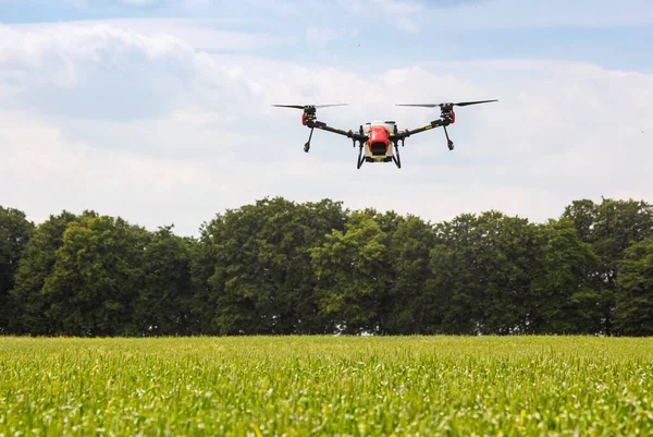 Modern Solution Agricultural Use Robotic Systems Agriculture Spraying Drone Fly — 스톡 사진