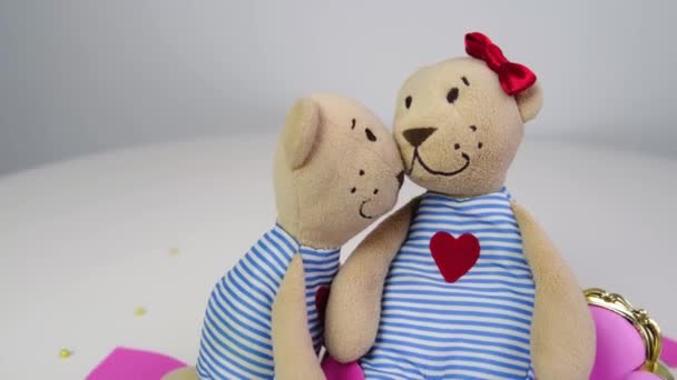 San Valentino. Cuore d'amore. Un orso fa una proposta di matrimonio ad un altro — Video Stock