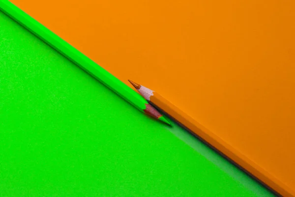 Zelené Hnědé Tužky Živé Barvy Pozadí — Stock fotografie