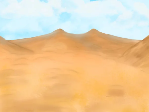 沙山或土山 背景图 非洲的干旱土地 炎热的黄色和橙色空旷的沙漠全景 沙丘呈金黄色 — 图库照片