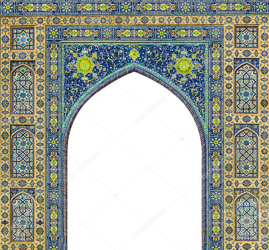 Samarkand Registan Square, entrance gate. The heart of the ancient city, Uzbekistan. The Registan square architecture. Registan is for its beautiful architecture and colorful mosaic decoration.