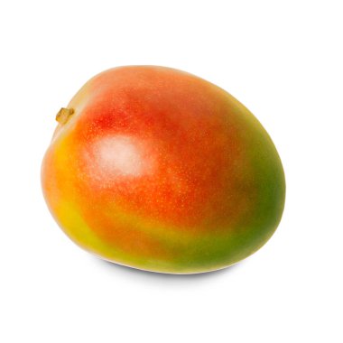 Parlak ve olgun portakal yeşili bir mango. İştah açıcı tropikal meyve. Tropikal zevk