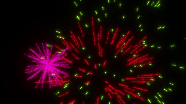 컬러 3D 애니메이션, 대형 불꽃놀이. 3d 애니메이션 렌더링 — 비디오