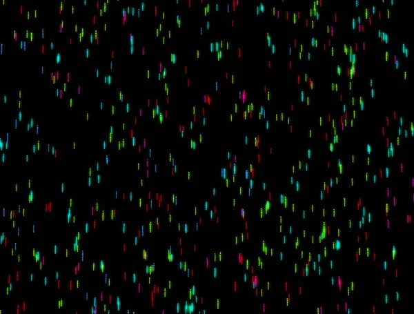 Chuva brilhante de esferas redondas em um fundo preto. Abstração. Renderização 3d. — Fotografia de Stock
