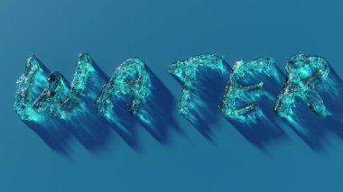 Parlak su damlatan sıvıdan yaratılan parlak yazıt suyu. Ön manzara. 3d oluşturma
