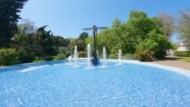 水族风格的城市喷泉 索契市的喷泉 有一个大池子里的锚 上面有清澈的水 — 图库视频影像