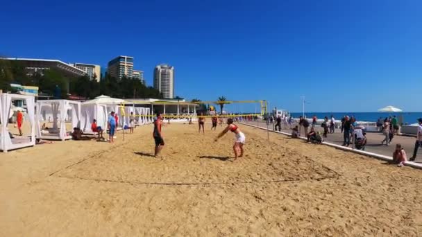 Russland Sotschi 2022 Jugendvolleyball Strand Beachvolleyball Spielen Der Schwarzmeerküste Unter — Stockvideo