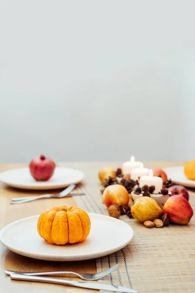 Fall Table Setting Celebration Thanksgiving Day Family Party Autumn Composition — Stockfoto